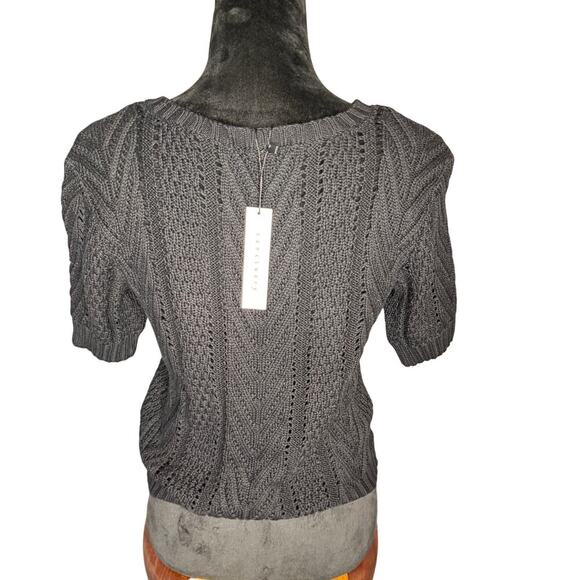Sanctuary Women's sz Small Black Short Sleeve Knit Sweater New with Tags - Picture 3 of 9